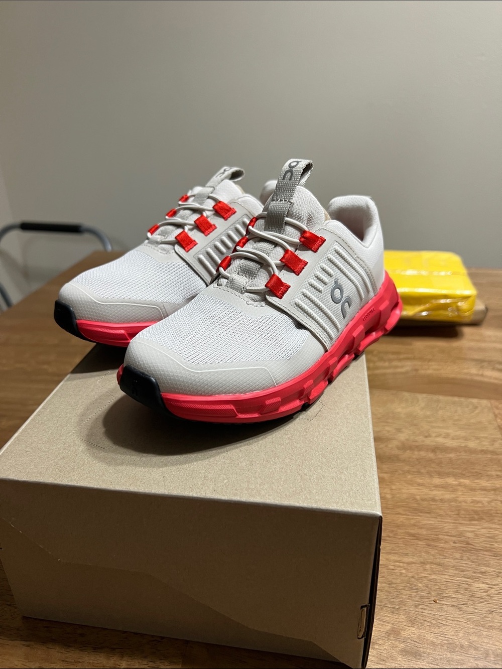On Running Kids Cloudnova Lightweight White and Red Running Shoes